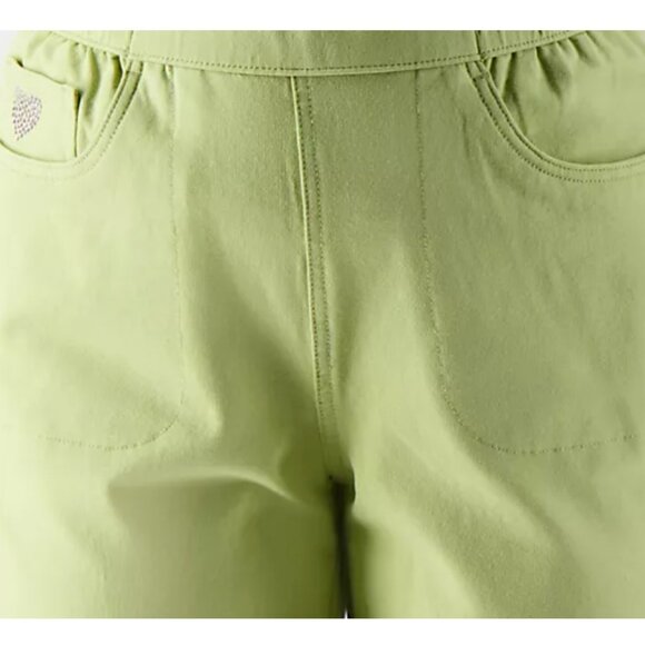 Quacker Factory Pants sz S ~ Pedal Pusher Dream Jeannes Pear Green A596299 - Picture 4 of 7